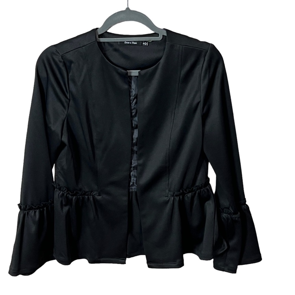 Doe & Rae Black Ruffle Blazer Size Small